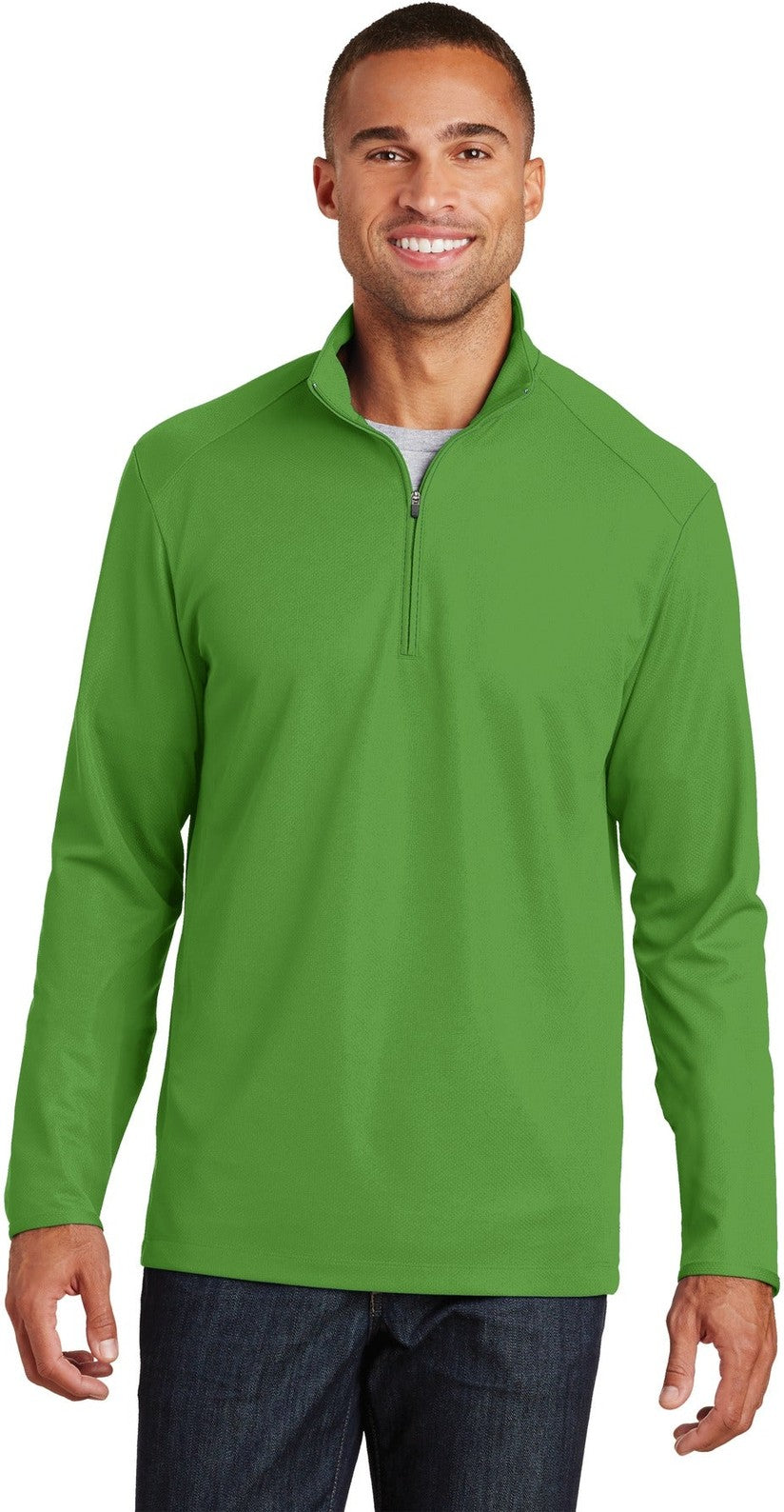 Front View of Treetop Green Port Authority Pinpoint Mesh 1/2-Zip. K806