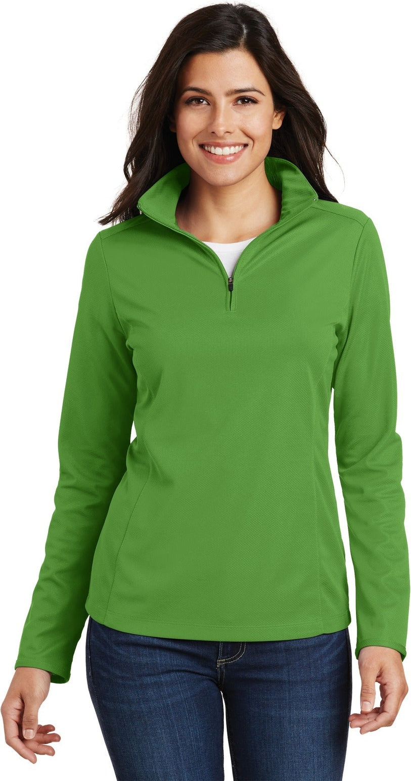 Front View of Treetop Green Port Authority Women's Pinpoint Mesh 1/2-Zip . L806
