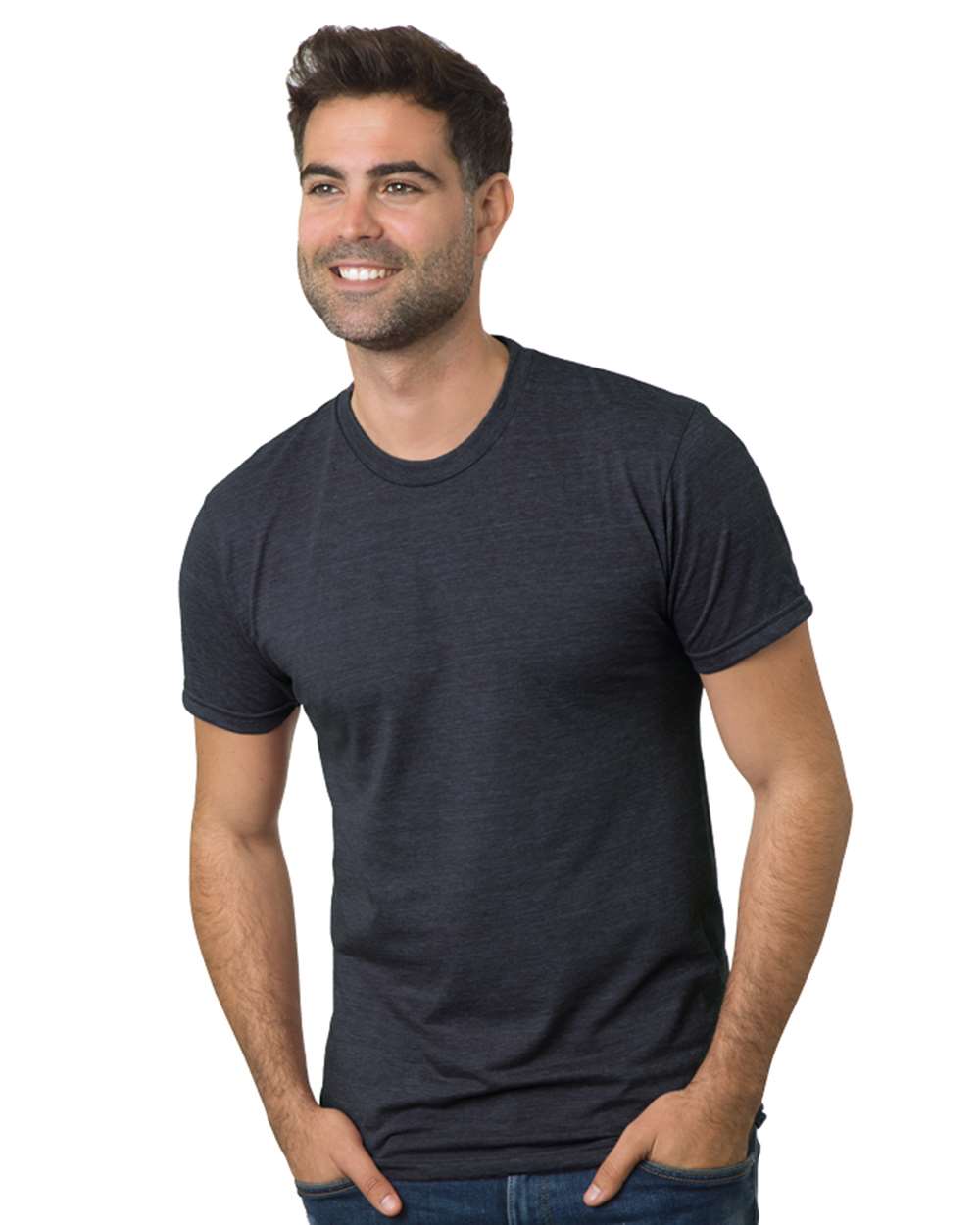 Front View of Tri Dark Grey USA-Made Triblend T-Shirt - 5710