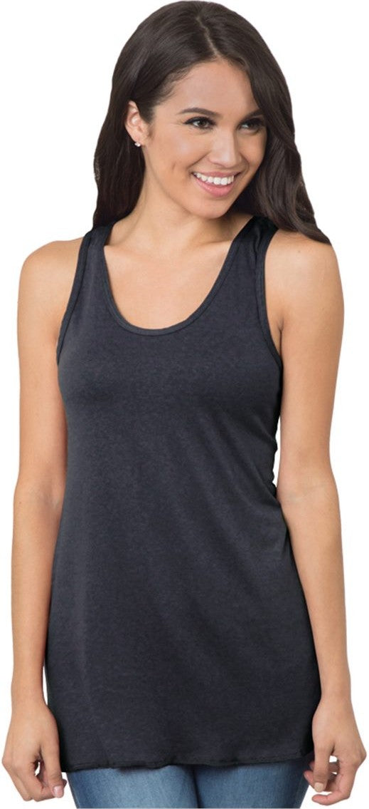 Front View of Tri Dark Grey Women&#39;s Triblend Racerback Tank Top - 9600
