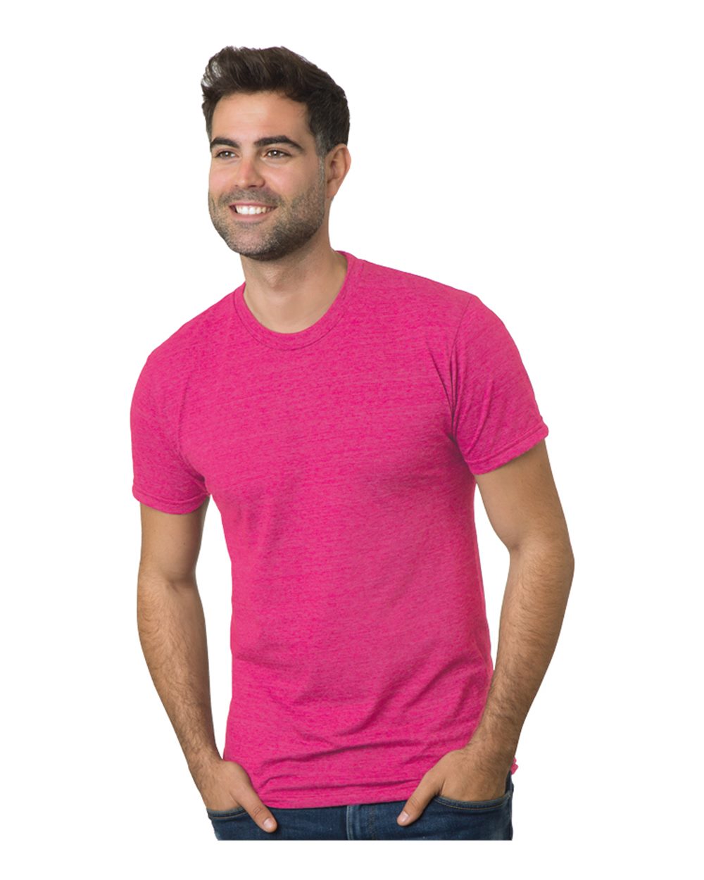Front View of Tri Fuchsia Triblend T-Shirt - 9570
