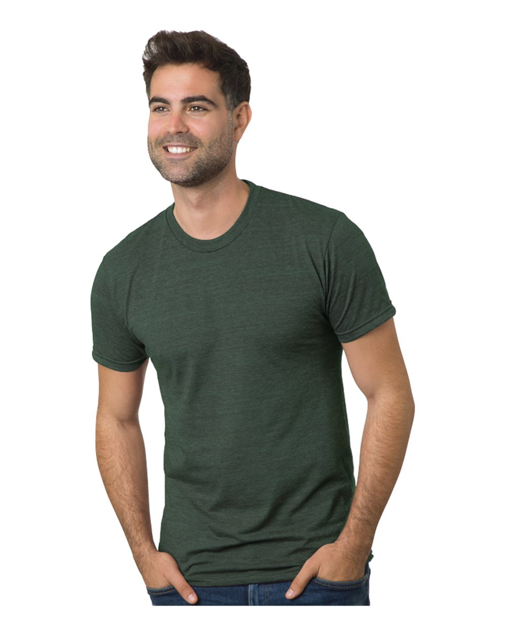 Front View of Tri Hunter Green Triblend T-Shirt - 9570