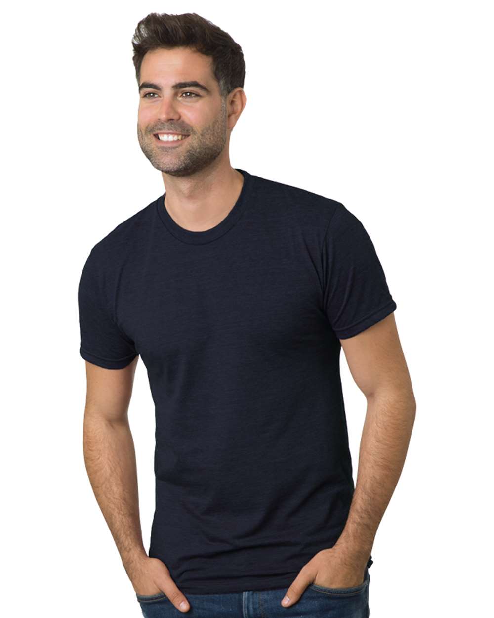 Front View of Tri Midnight USA-Made Triblend T-Shirt - 5710