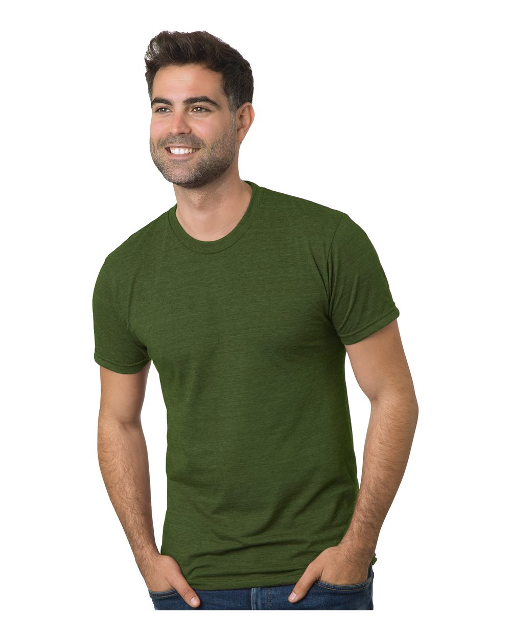 Front View of Tri Olive Triblend T-Shirt - 9570