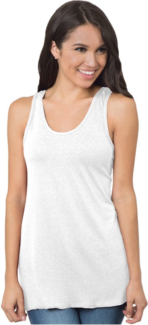 Front View of Tri White Solid Women&#39;s Triblend Racerback Tank Top - 9600