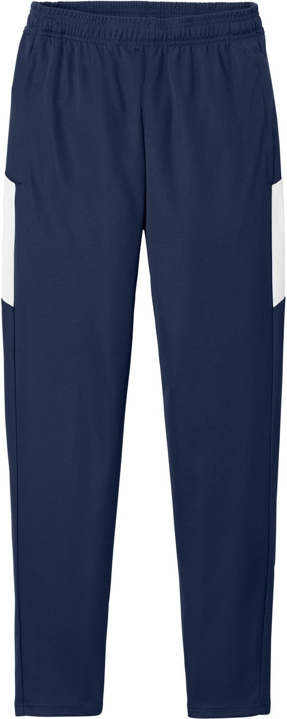 Front View of TrNv/White Sport-Tek Travel Pant PST800