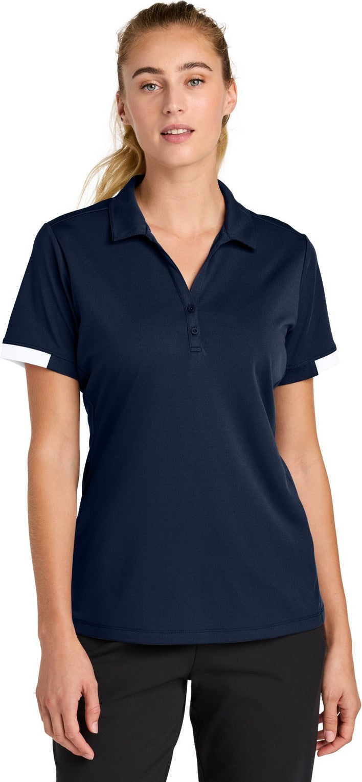 Front View of TrNv/White Sport-Tek Women's Club Colorblock Polo LST444