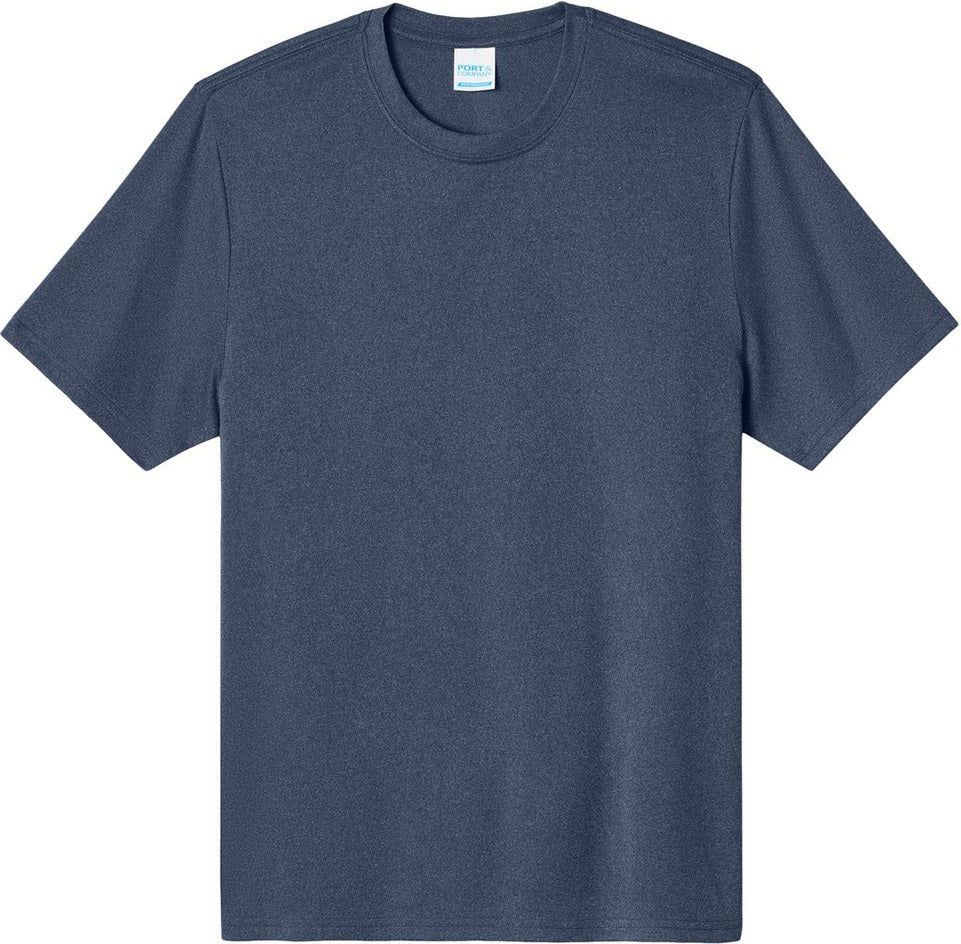 Front View of TrNvyHthr Port & Co Heather Performance Tee PC390