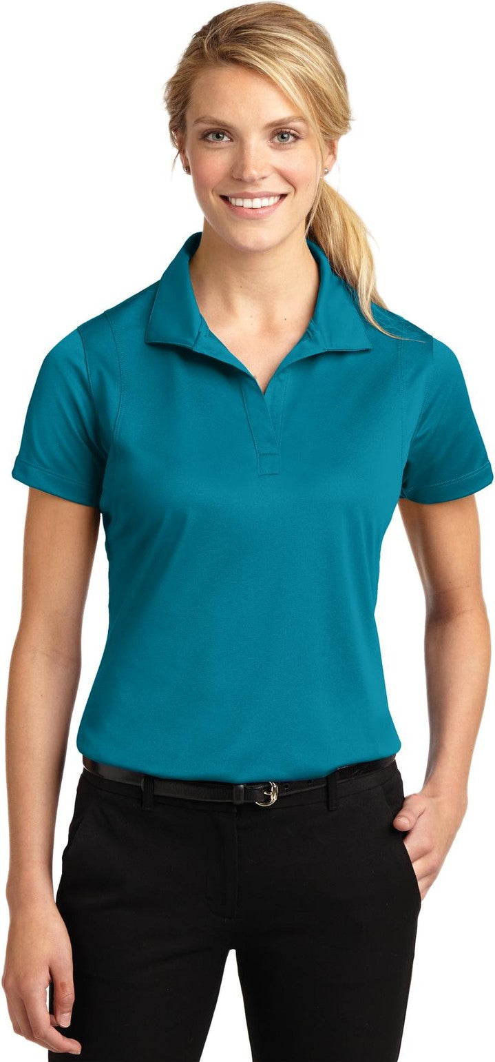 Front View of Tropic Blue Sport-Tek Women's Micropique Sport-Wick Polo. LST650