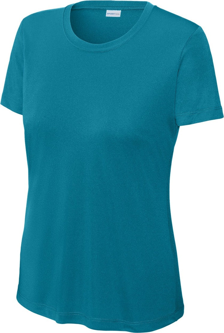 Front View of Tropic Blue Sport-Tek Women's PosiCharge Competitor Tee. LST350