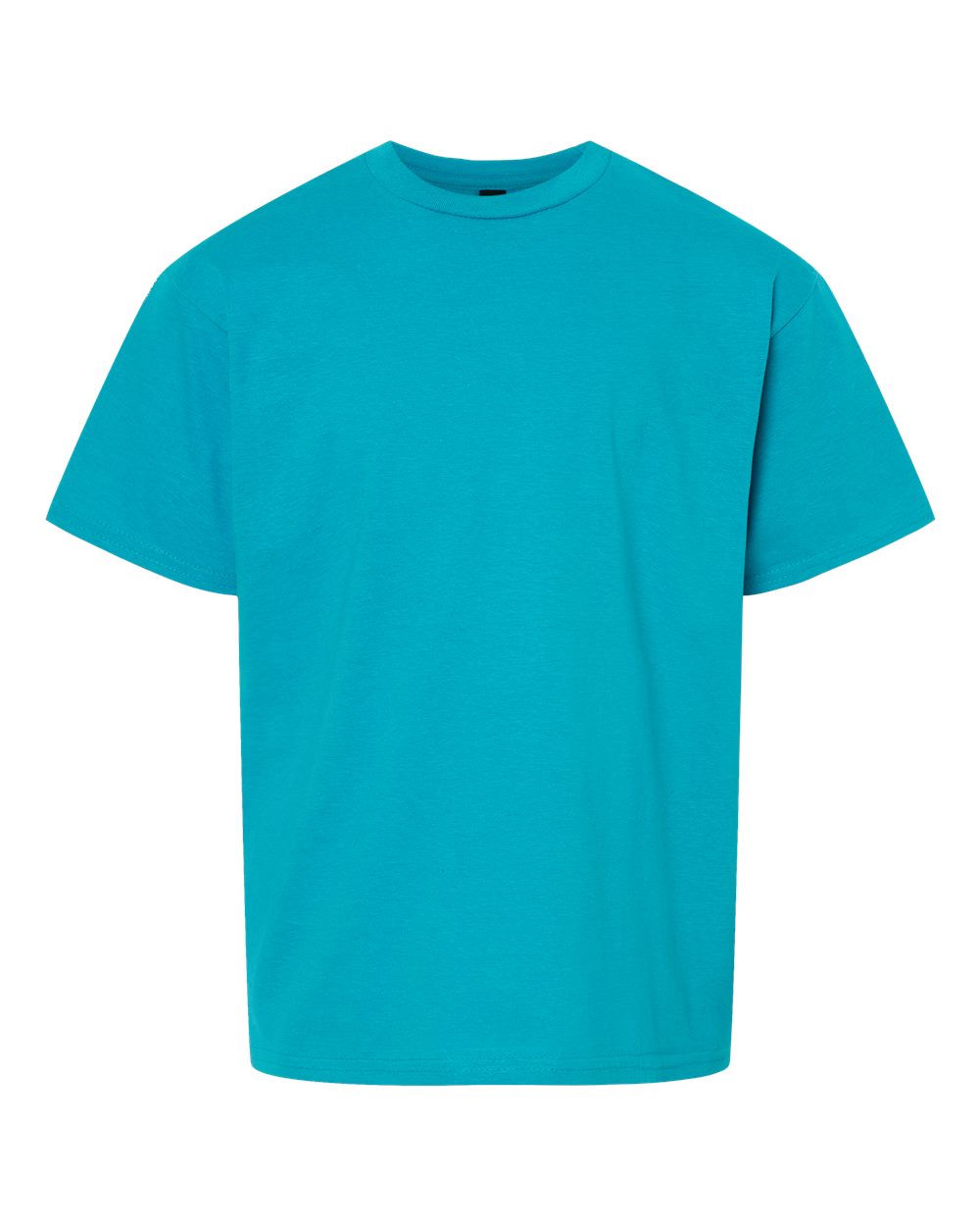 Front View of Tropical Blue Light Cotton Youth T-Shirt - 3000B