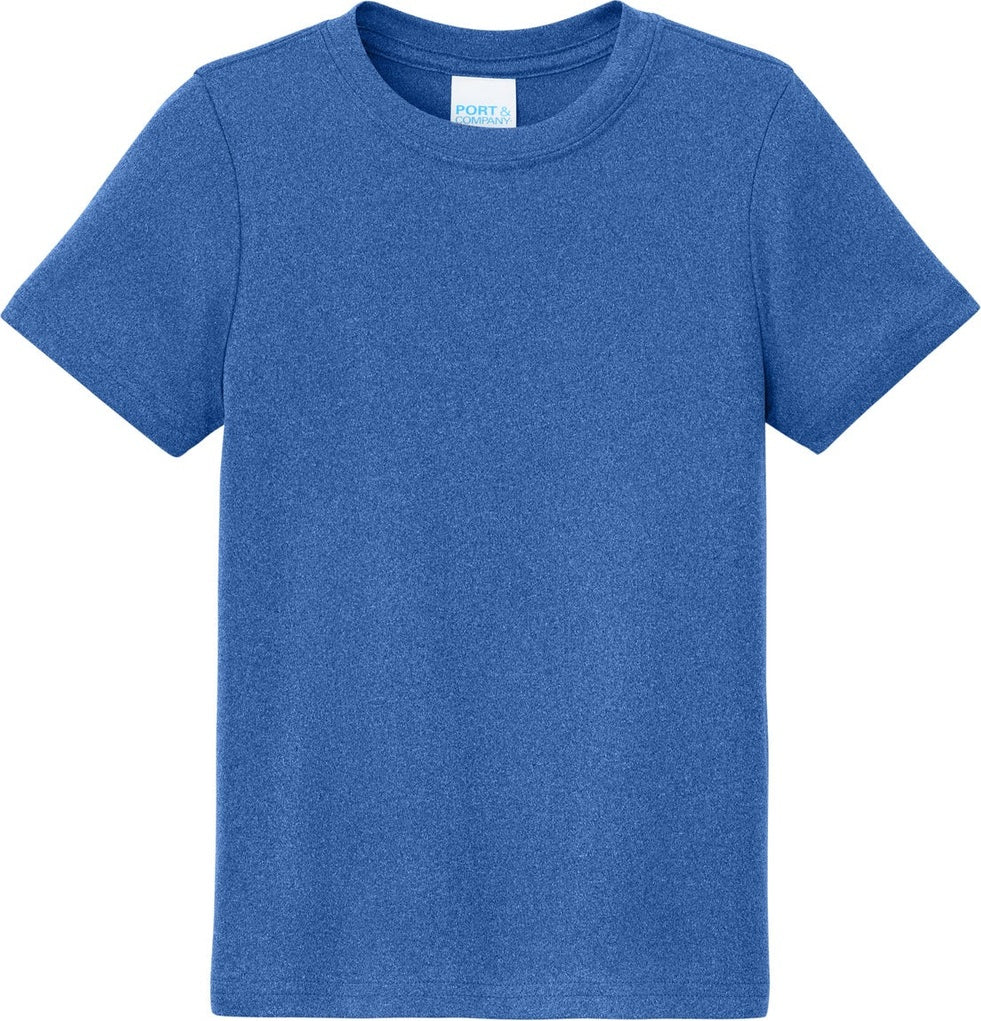 Front View of TRoyHthr Port & Co Youth Heather Performance Tee PC390Y