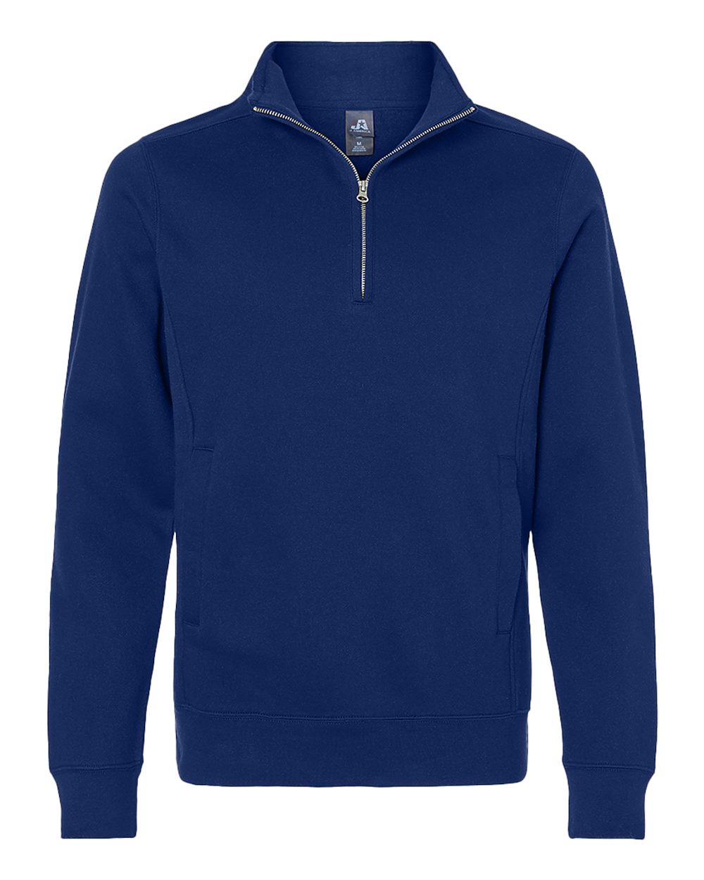 Front View of True Navy Heavyweight Fleece Quarter-Zip Sweatshirt - 8717