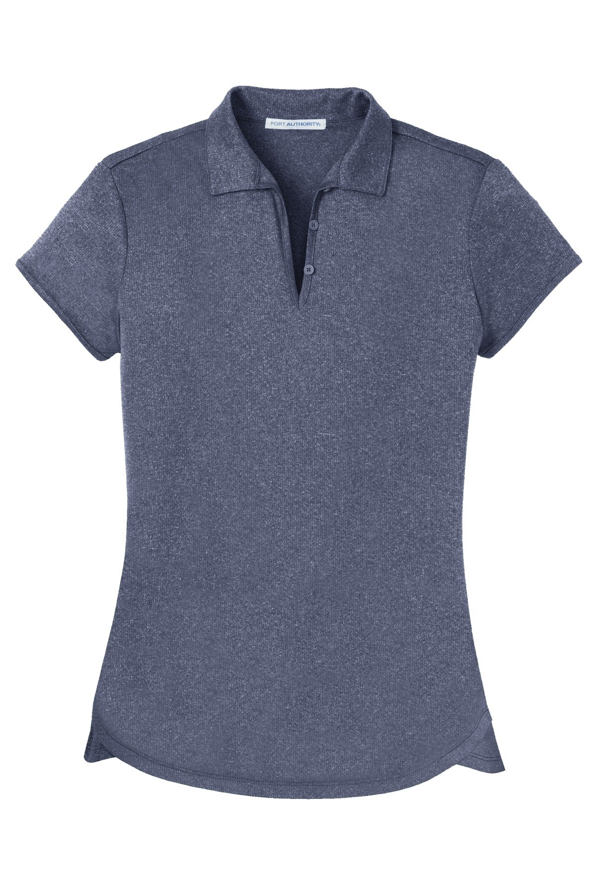 Front View of True Navy Hthr Port Authority Women's Trace Heather Polo. L576
