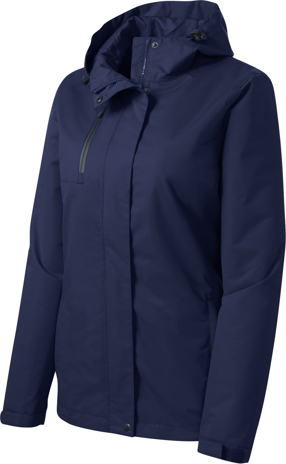 Front View of True Navy Port Authority Women's All-Conditions Jacket. L331