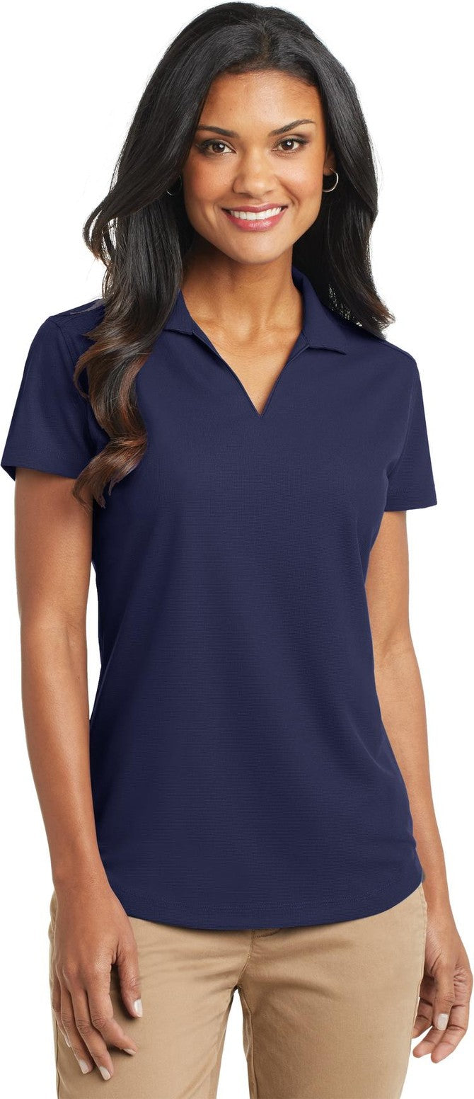Front View of True Navy Port Authority Women's Dry Zone Grid Polo. L572