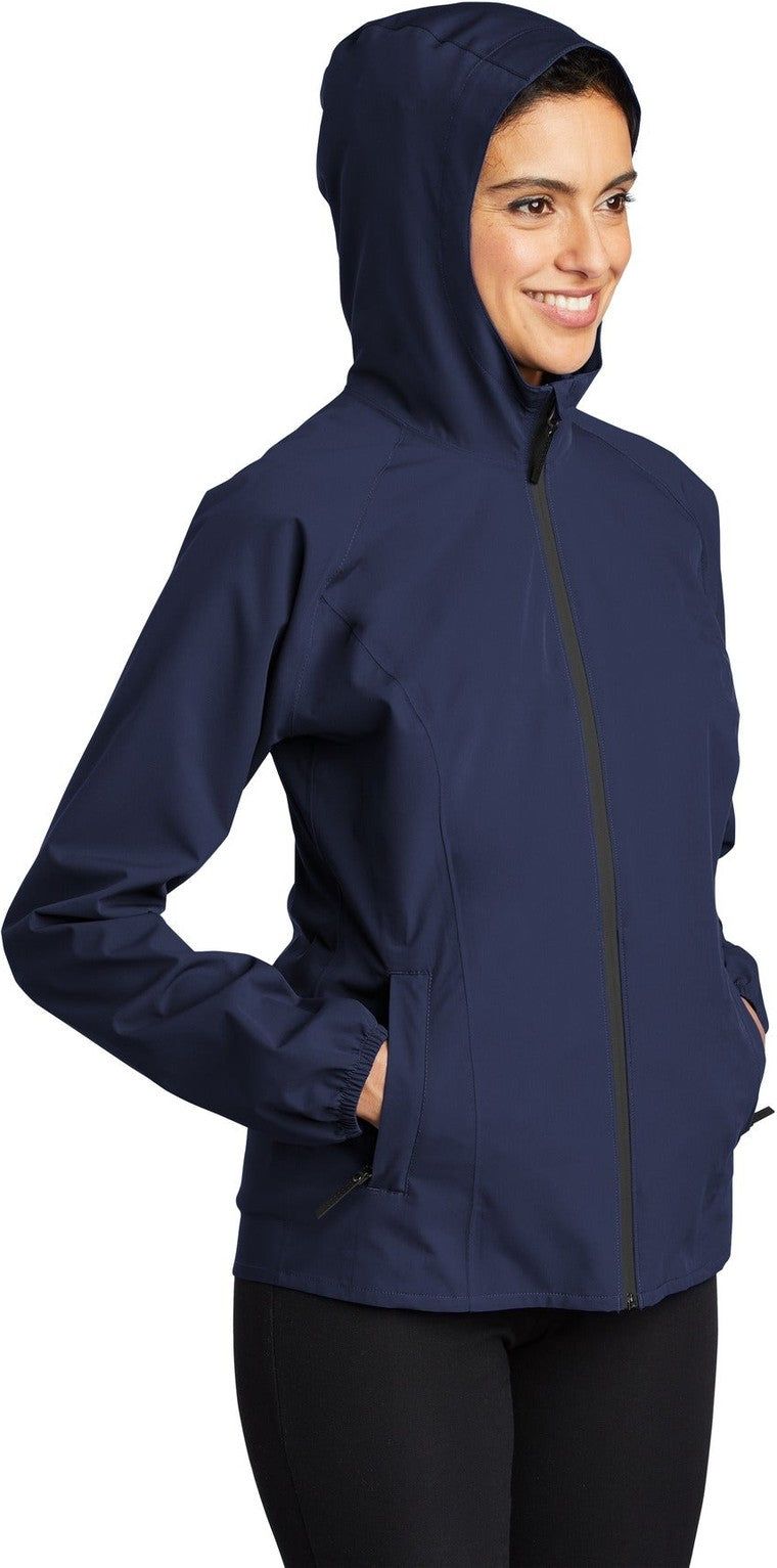 Front View of True Navy Port Authority Women's Essential Rain Jacket L407