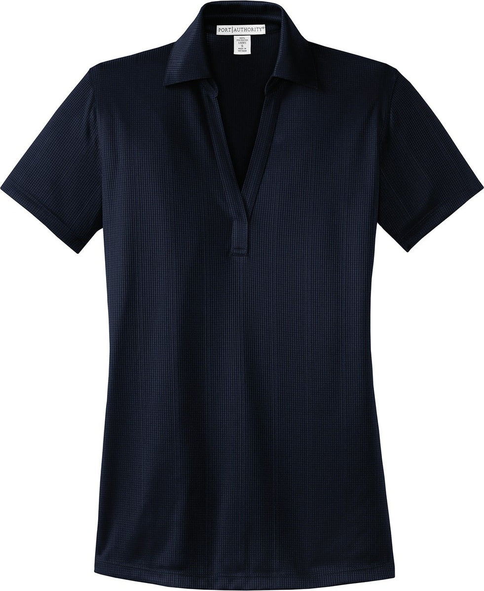 Front View of True Navy Port Authority Women's Performance Fine Jacquard Polo. L528