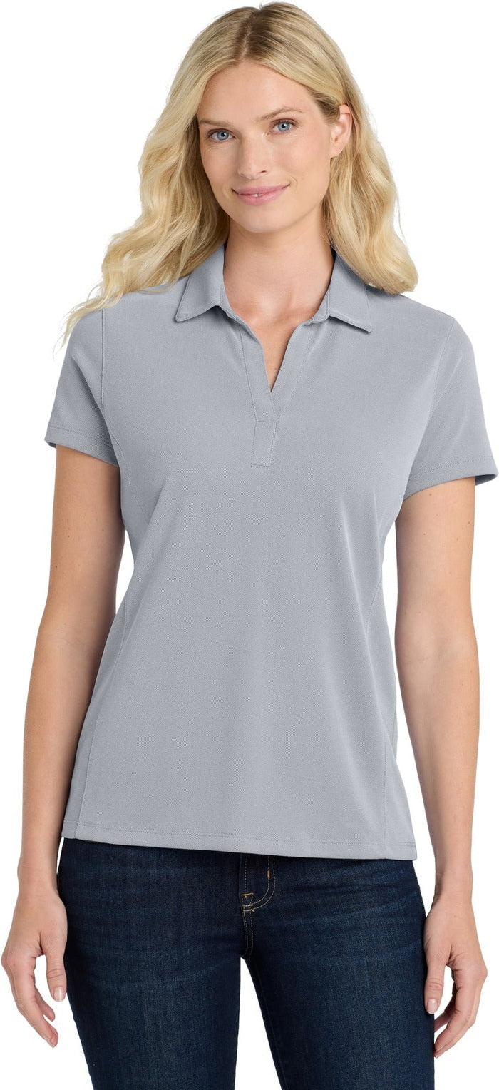 Front View of True Navy Port Authority Women's Poly Oxford Pique Polo. LK582