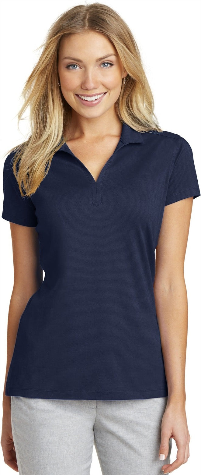 Front View of True Navy Port Authority Women's Rapid Dry Mesh Polo. L573