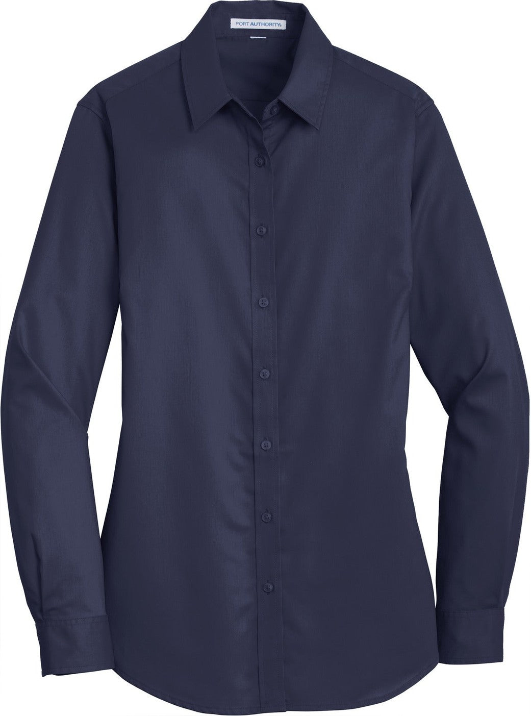 Front View of True Navy Port Authority Women's SuperPro Twill Shirt. L663