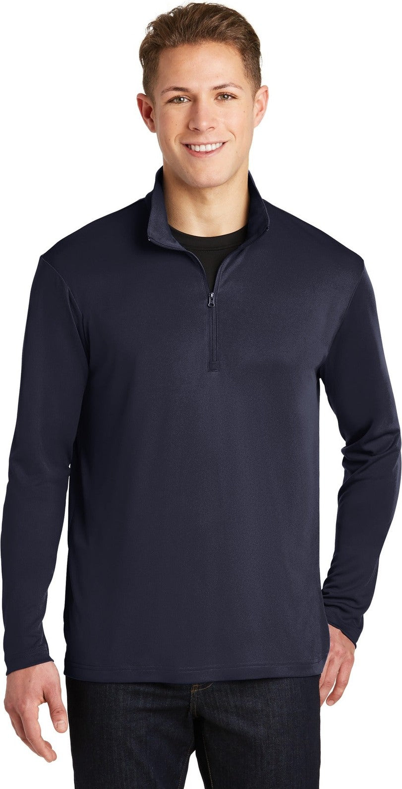 Front View of True Navy Sport-Tek PosiCharge Competitor 1/4-Zip Pullover. ST357