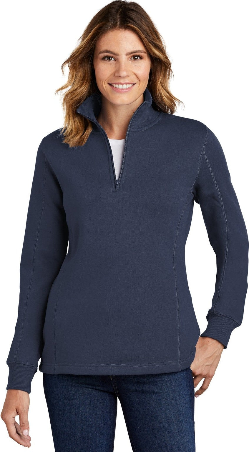 Front View of True Navy Sport-Tek Women's 1/4-Zip Sweatshirt. LST253