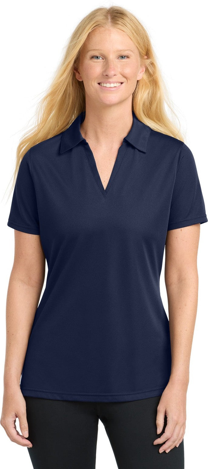 Front View of True Navy Sport-Tek Women's PosiCharge Active Textured Polo. LST690