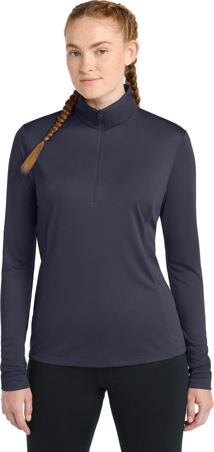 Front View of True Navy Sport-Tek Women's PosiCharge Competitor 1/4-Zip Pullover. LST357