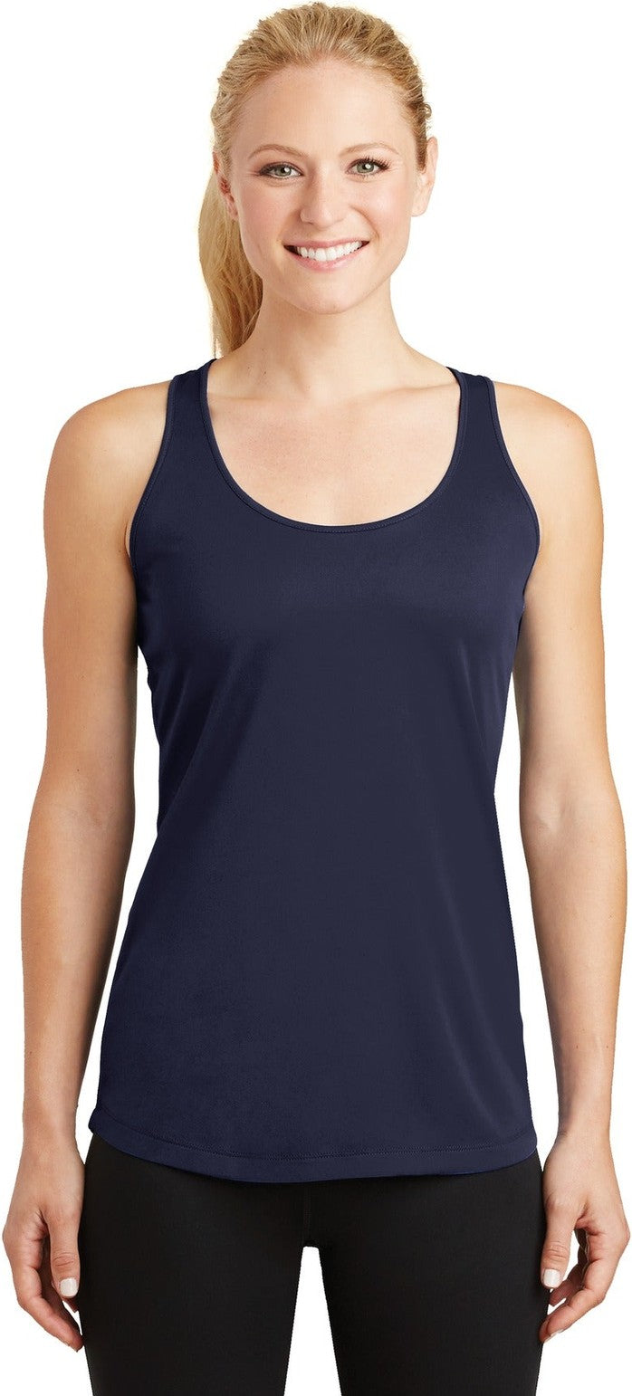 Front View of True Navy Sport-Tek Women's PosiCharge Competitor Racerback Tank. LST356