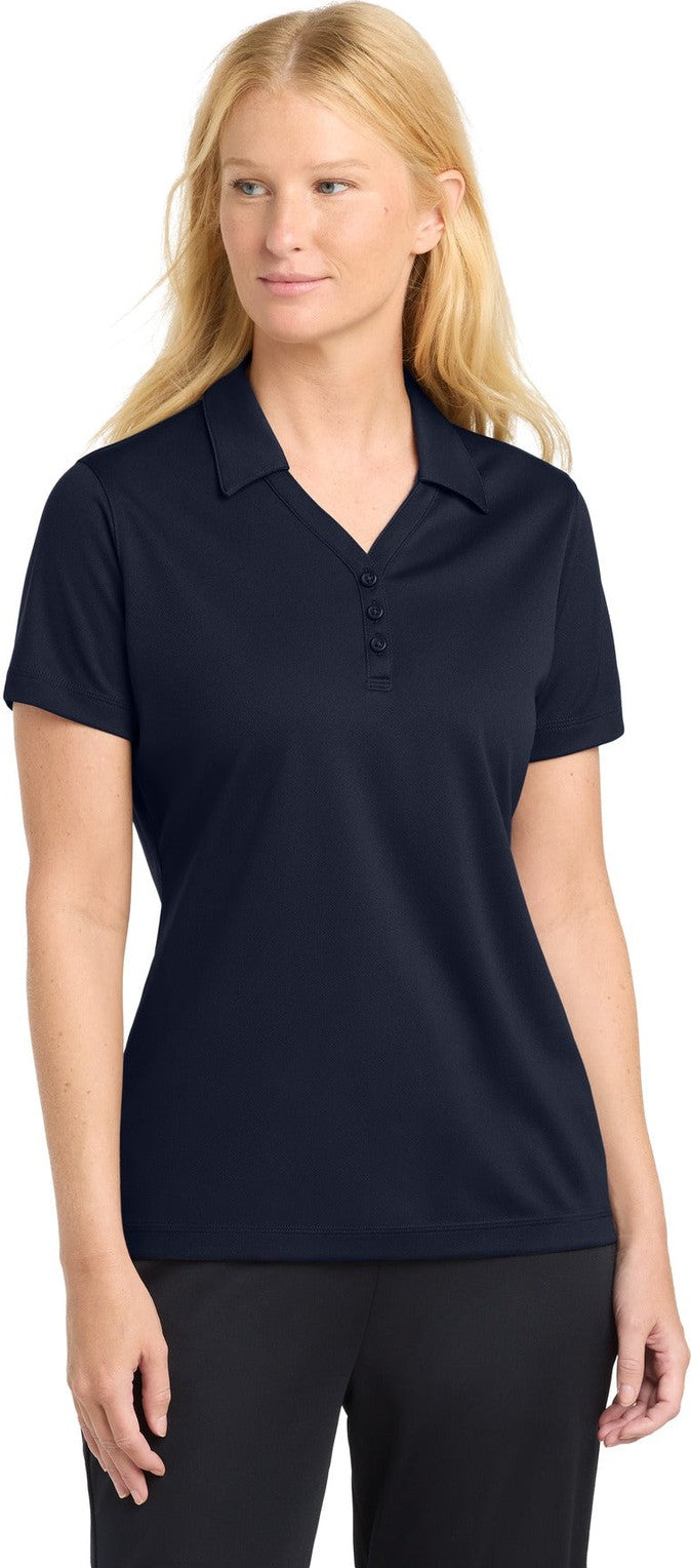 Front View of True Navy Sport-Tek Women's PosiCharge Micro-Mesh Polo. LST680