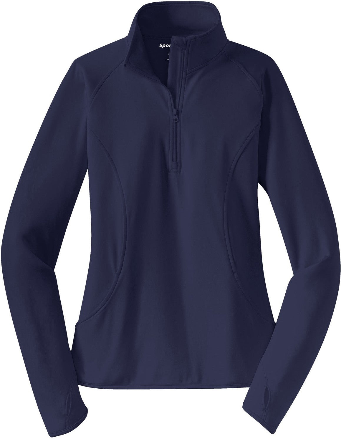 Front View of True Navy Sport-Tek Women's Sport-Wick Stretch 1/4-Zip Pullover. LST850