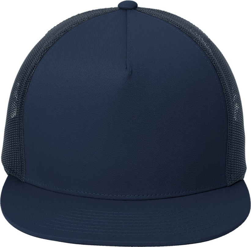Front View of True Navy/T Ny Sport-Tek YP Classics 5-Panel Classic Trucker Mesh Back Cap. STC38
