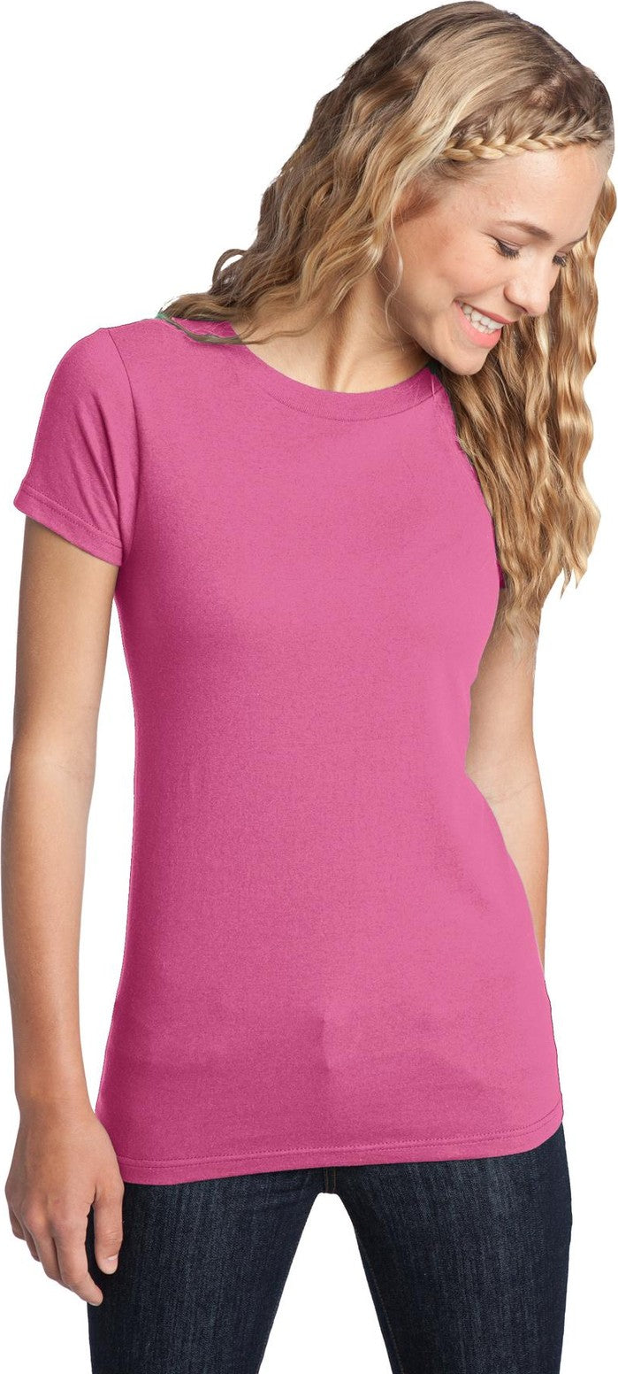 Front View of True Pink District Women's Fitted The Concert Tee DT5001