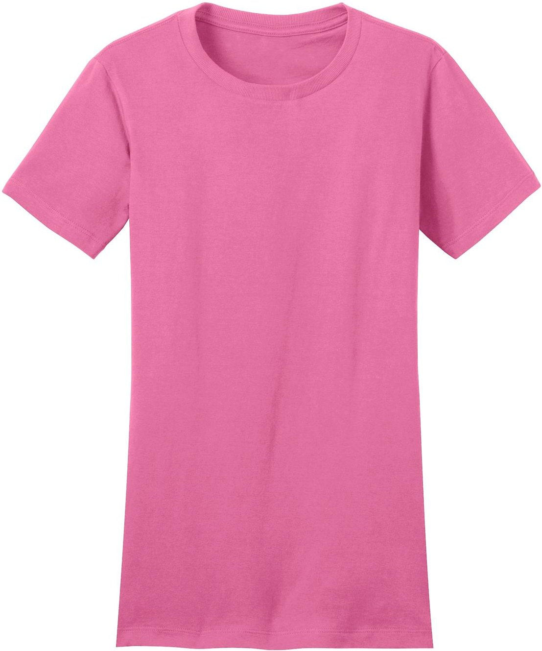 Front View of True Pink District Women's Fitted The Concert Tee DT5001