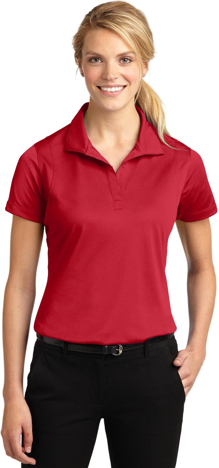 Front View of True Red Sport-Tek Women's Micropique Sport-Wick Polo. LST650