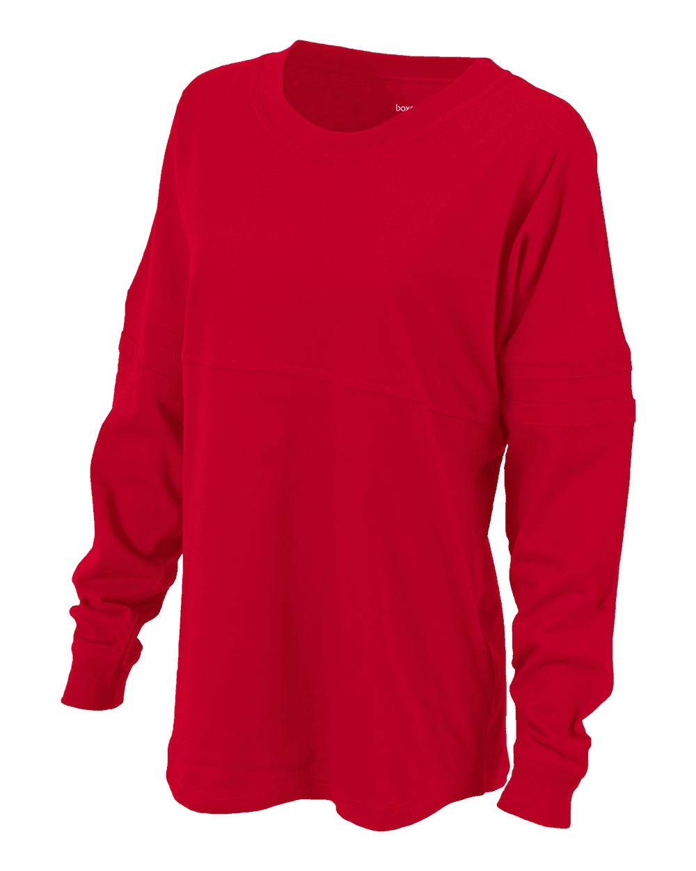Front View of True Red Women's Pom Pom Long Sleeve Jersey T-Shirt - BW3514