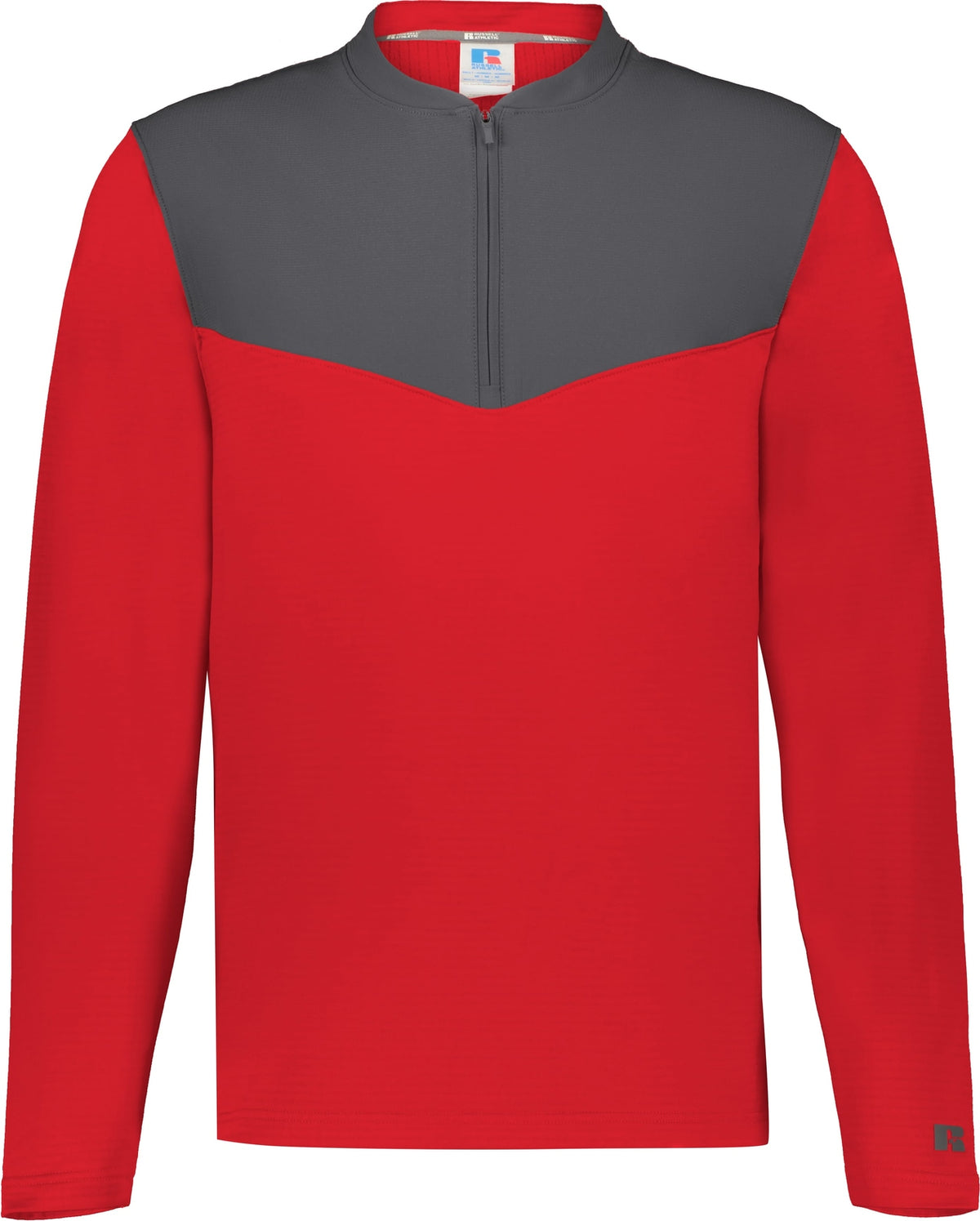 Front View of TRUE RED/STEALTH SIDELINE GRID 1/4 ZIP PULLOVER
