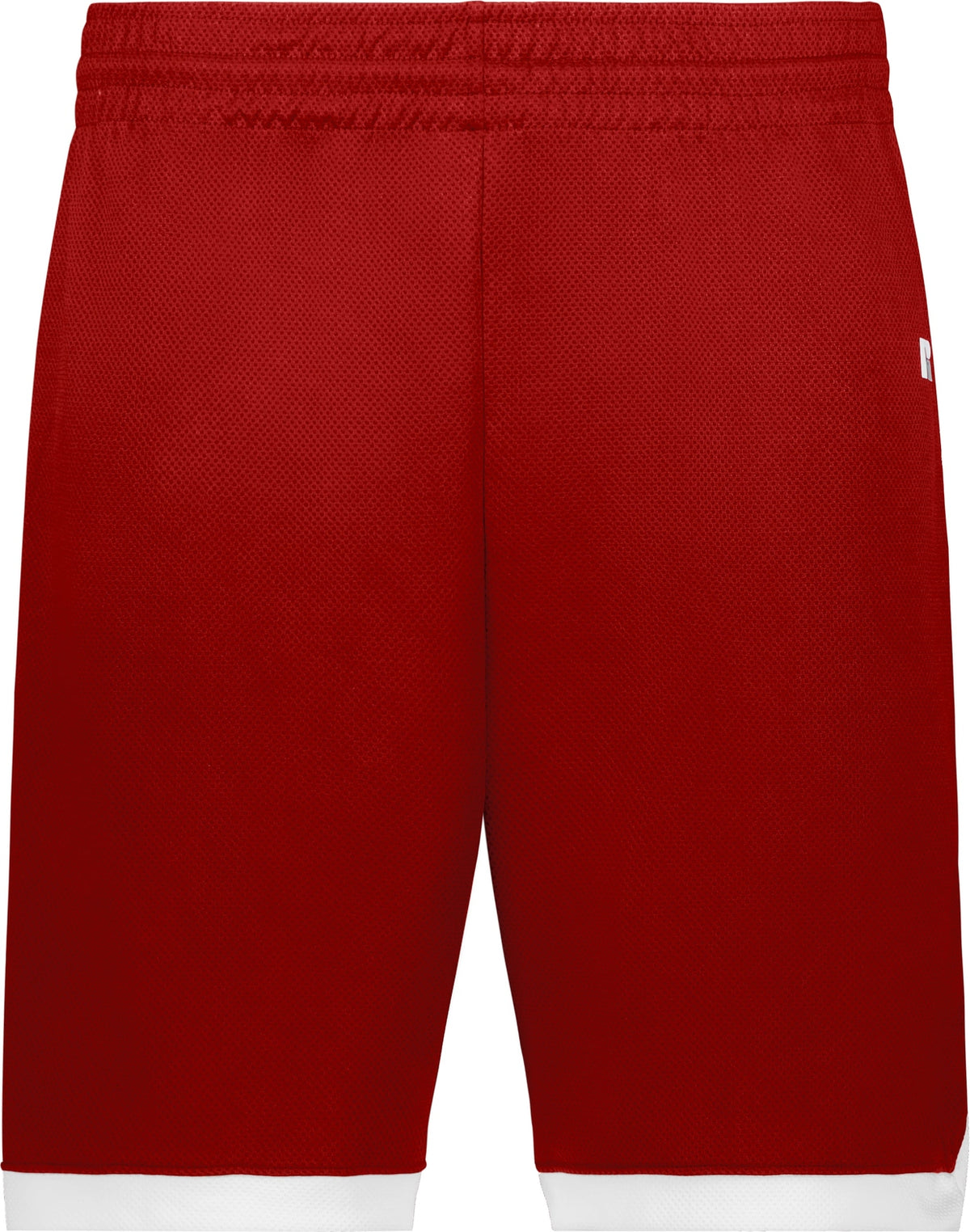 Front View of TRUE RED/WHITE COOLCORE ELITE SHORTS
