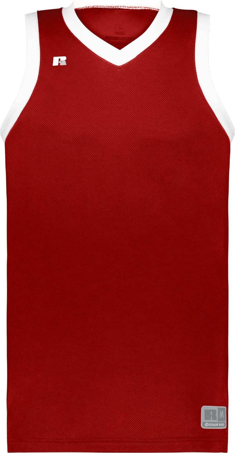 Front View of TRUE RED/WHITE YTH COOLCORE ELITE JERSEY