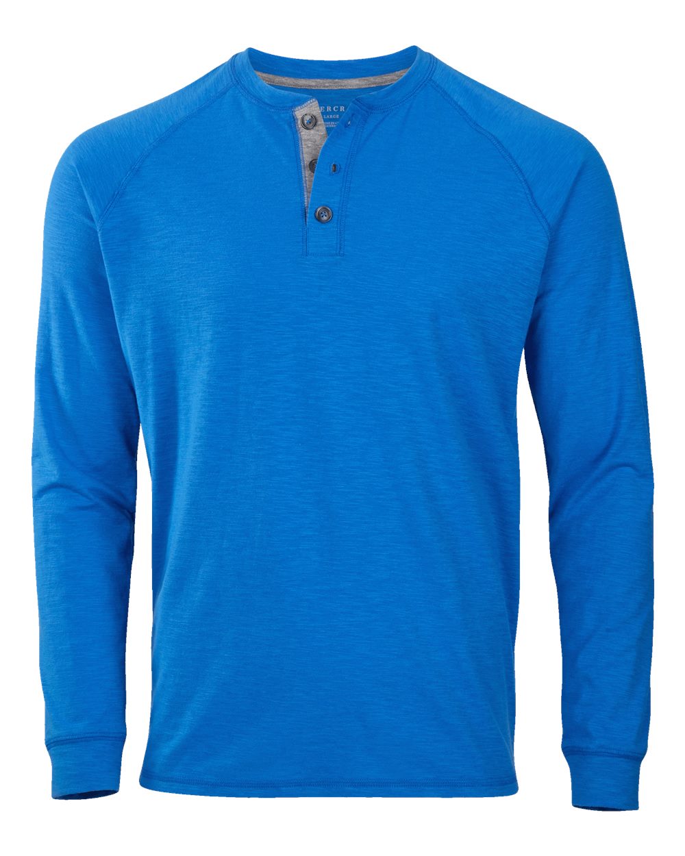 Front View of True Royal Henley Long Sleeve T-Shirt - BM3101