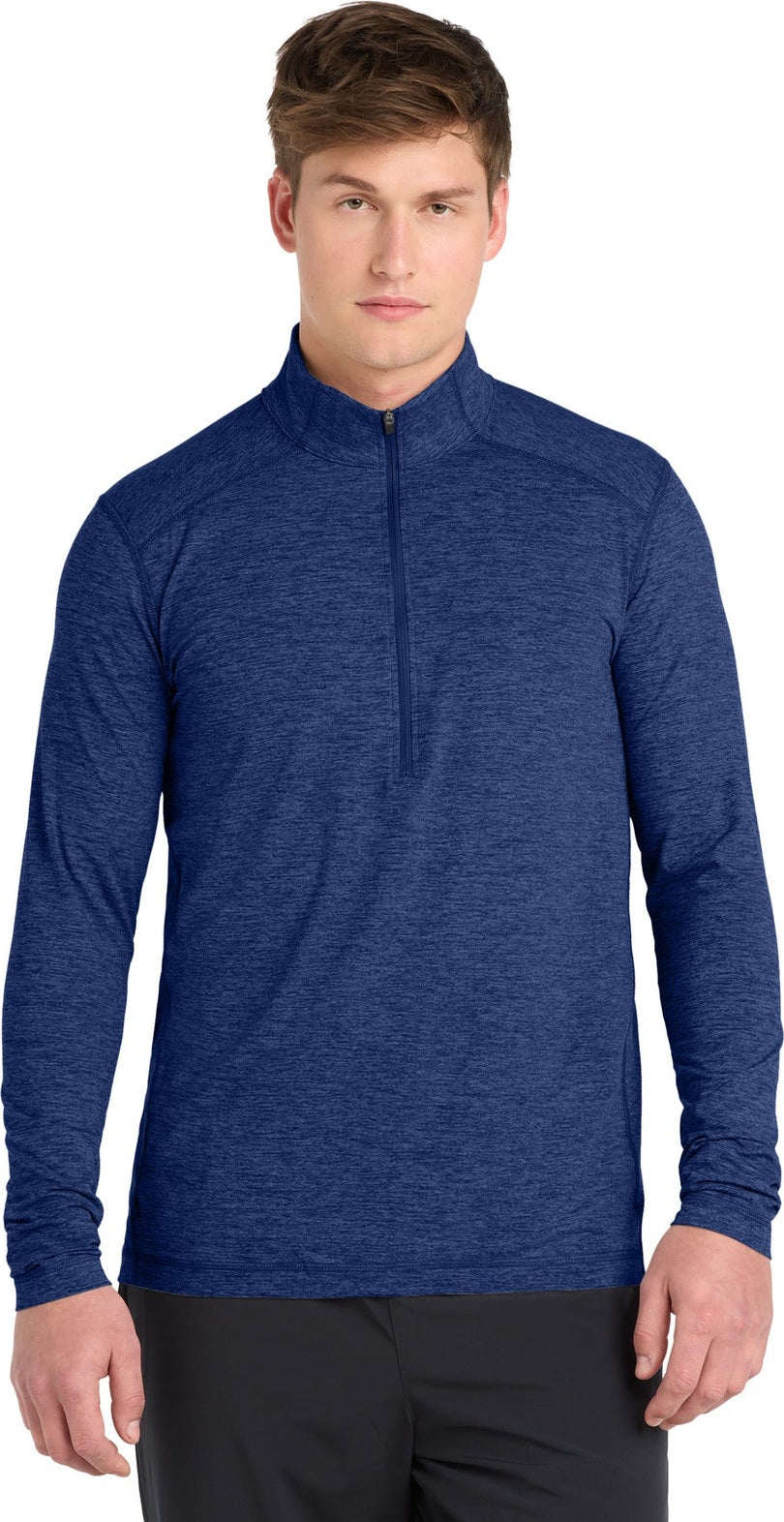 Front View of True Royal Hth Sport-Tek Exchange 1.5 Long Sleeve 1/2-Zip ST711