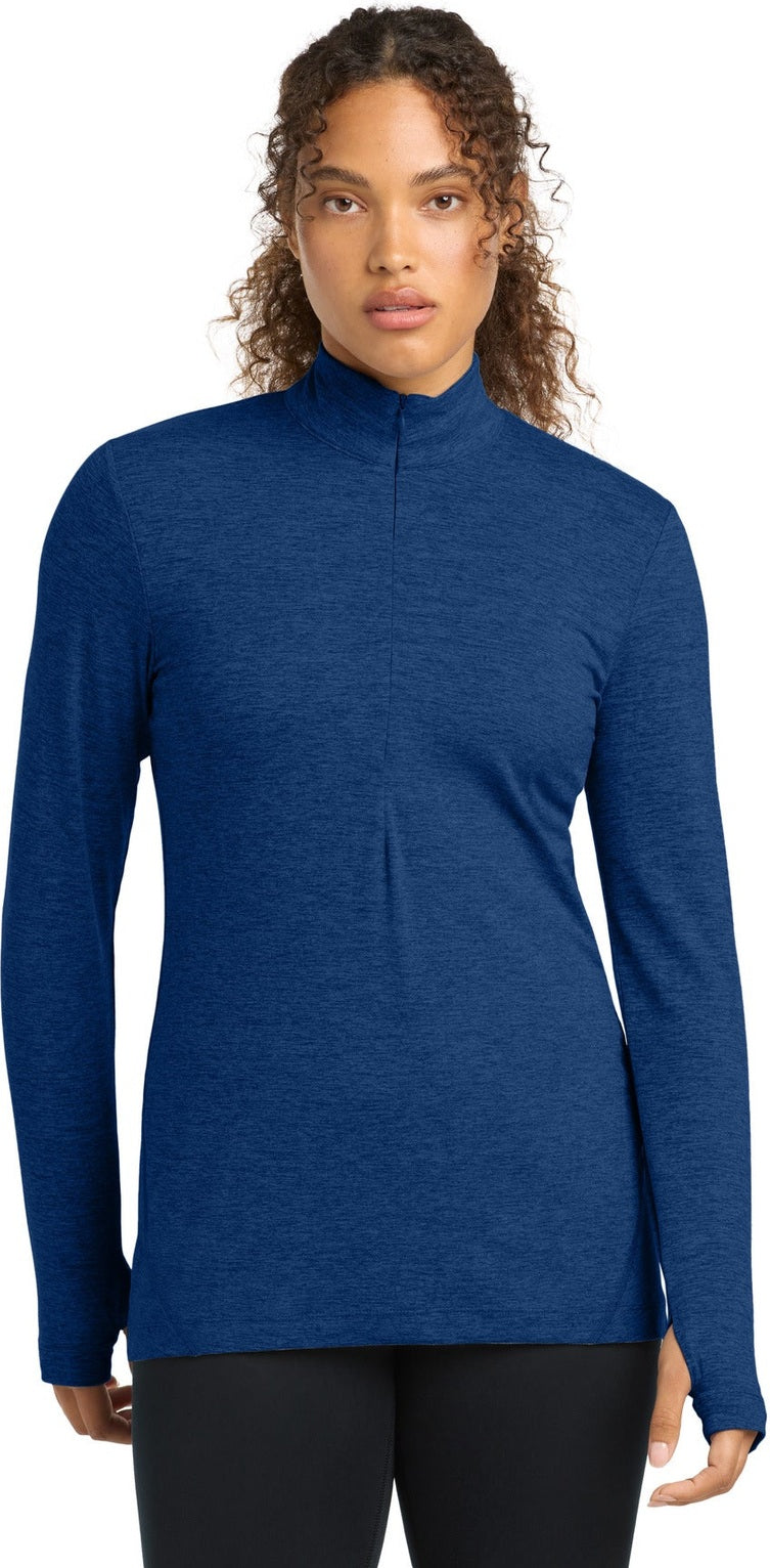 Front View of True Royal Hth Sport-Tek Women's Exchange 1.5 Long Sleeve 1/2-Zip LST711