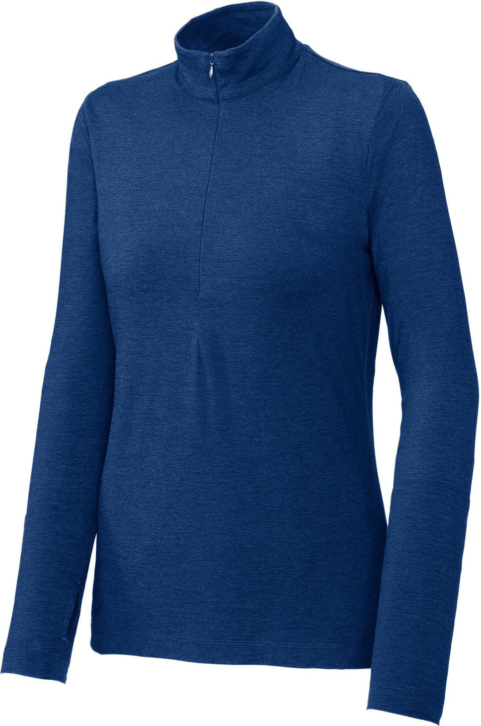 Front View of True Royal Hth Sport-Tek Women's Exchange 1.5 Long Sleeve 1/2-Zip LST711