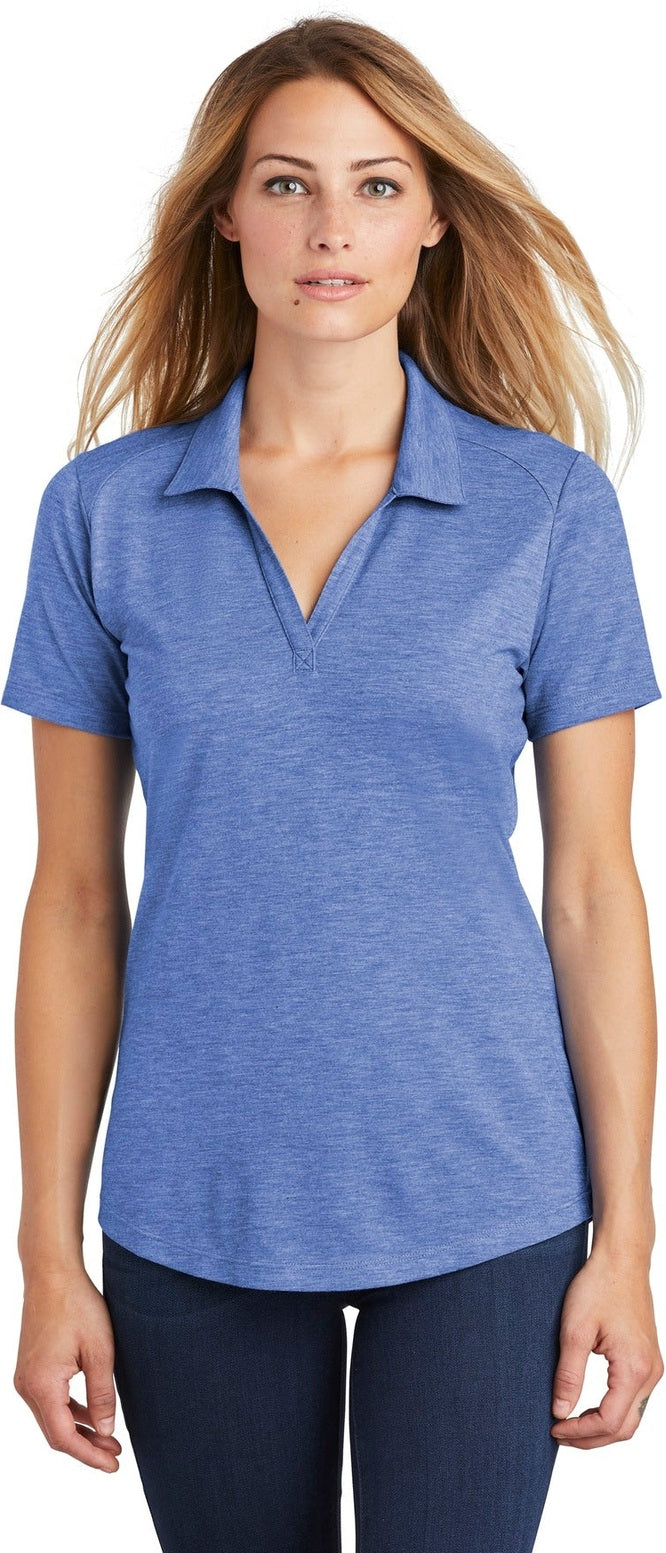 Front View of True Royal Hth Sport-Tek Women's PosiCharge Tri-Blend Wicking Polo. LST405
