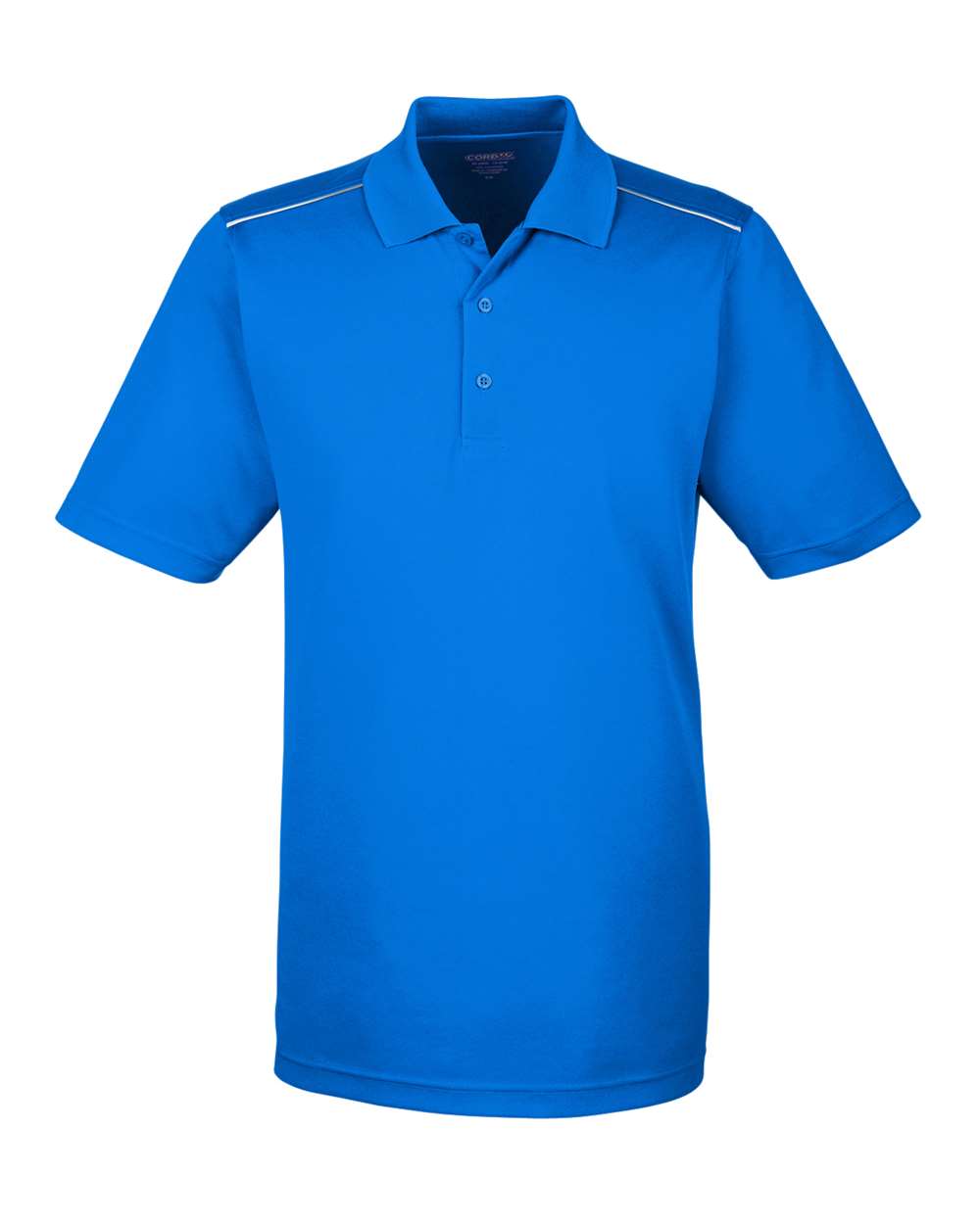 Front View of True Royal Men's Radiant Performance Piqué Polo with Reflective Piping - 88181R