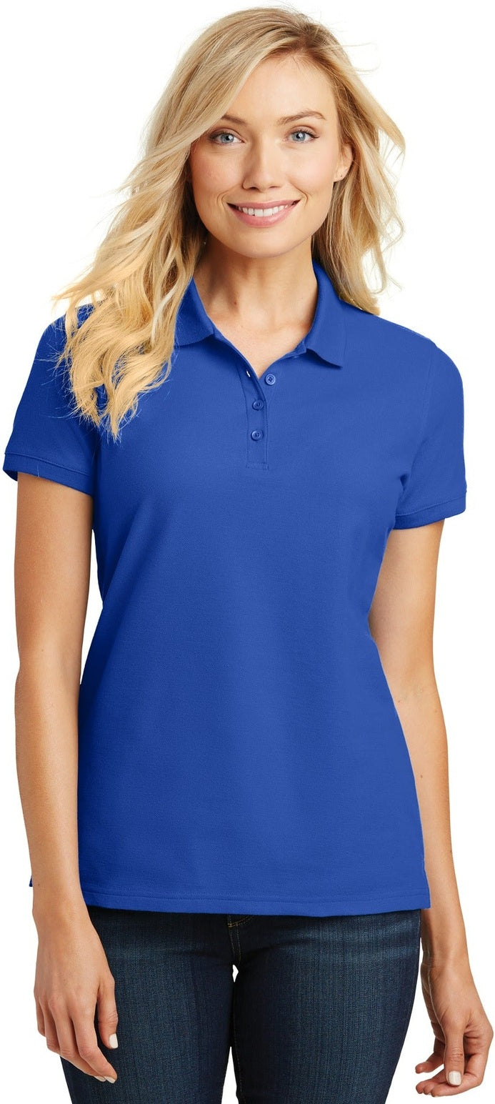 Front View of True Royal Port Authority Women's Core Classic Pique Polo. L100