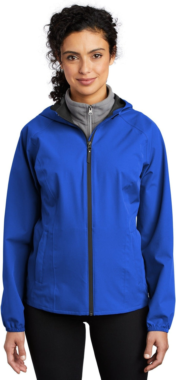 Front View of True Royal Port Authority Women's Essential Rain Jacket L407