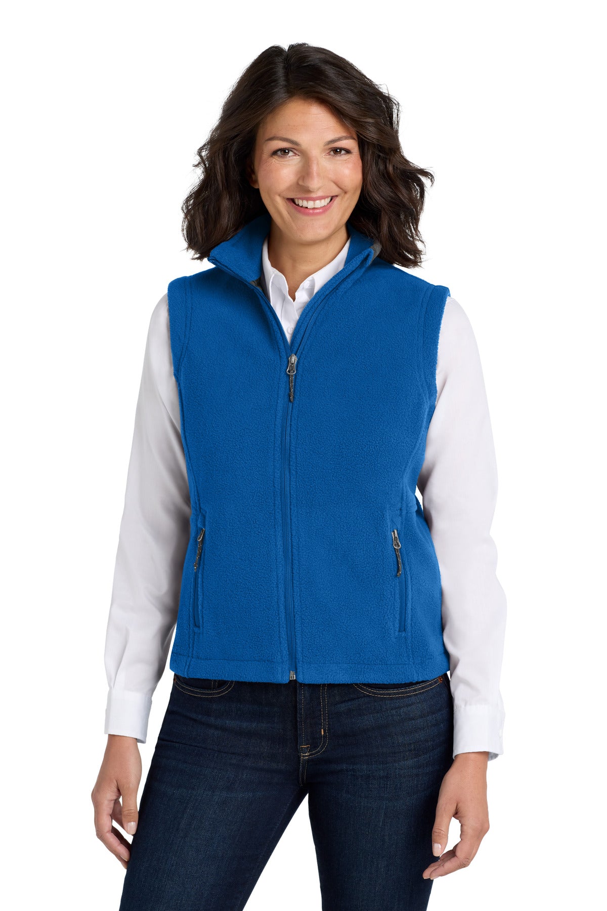 Front View of True Royal Port Authority Women's Value Fleece Vest. L219