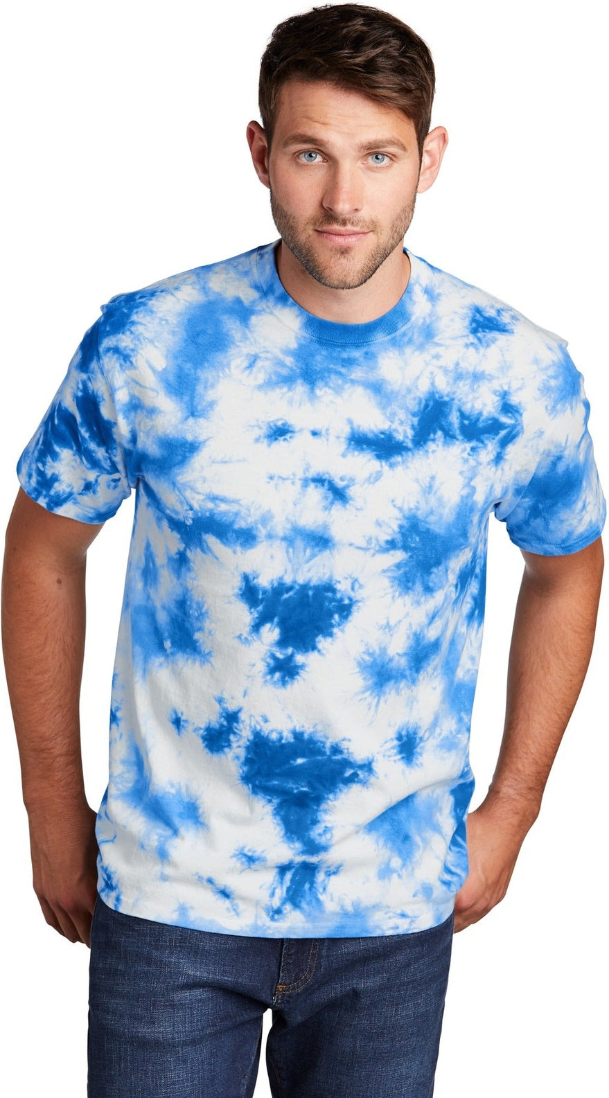 Front View of True Royal Port & Co Crystal Tie-Dye Tee PC145